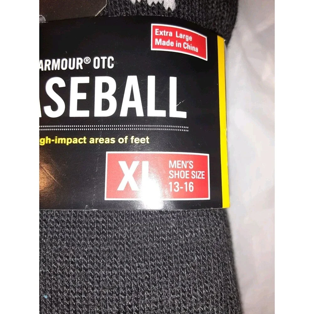 Under Armour Heat Gear Baseball 2 Pair Pack Men's Black Socks XL Size 13-16 NWT